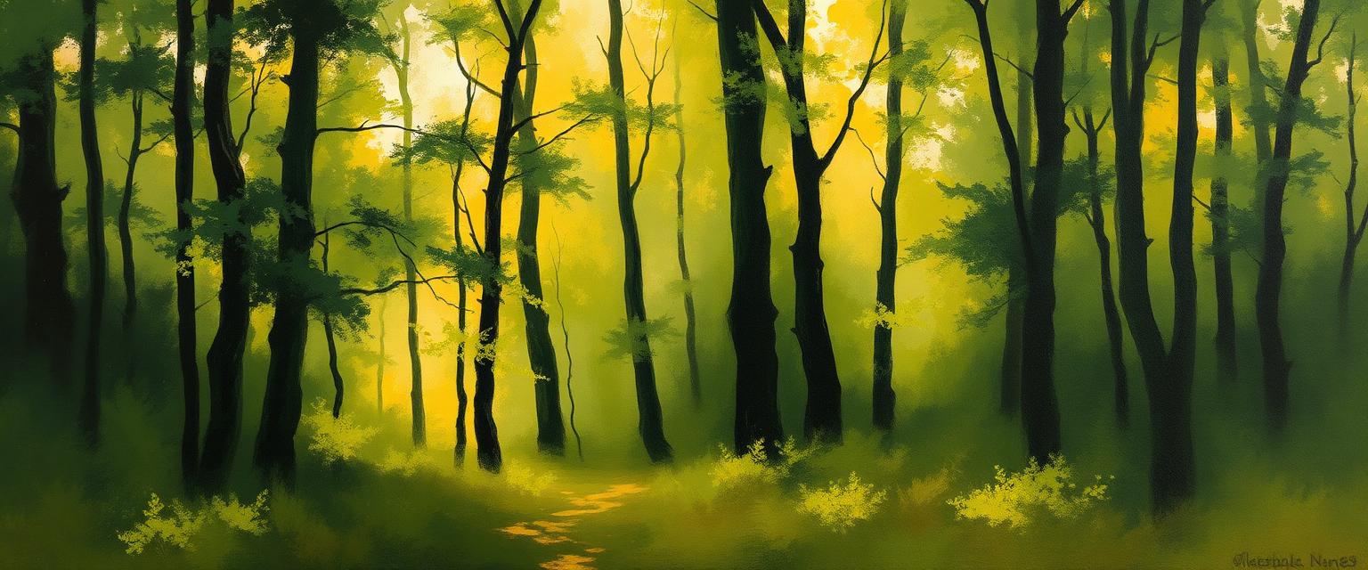 Painterly forest canopy